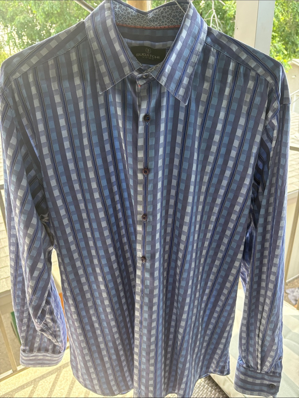 Bugatchi Blue Multi-Stripe Button-Down Shirt